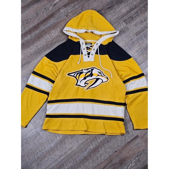 Ots Other - OTS Nashville Predators NHL Hockey Hoodie Lace Up Jersey Yellow Mens Large